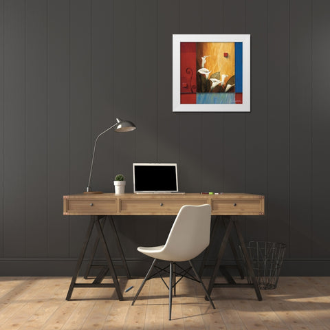 Tranquil Garden White Modern Wood Framed Art Print by Li-Leger, Don