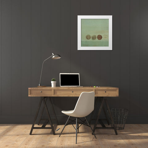 Aqua Drops I White Modern Wood Framed Art Print by Parker, Karen Lorena