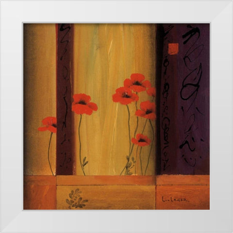 Poppy Tile I White Modern Wood Framed Art Print by Li-Leger, Don