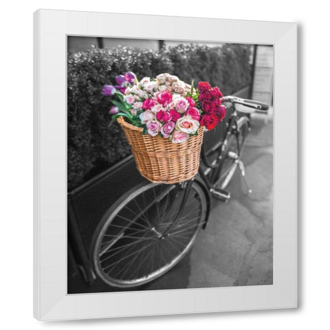Basket of Flowers I White Modern Wood Framed Art Print by Frank, Assaf