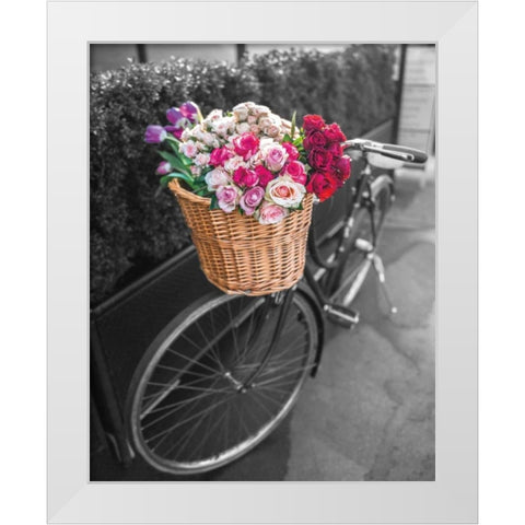 Basket of Flowers I White Modern Wood Framed Art Print by Frank, Assaf