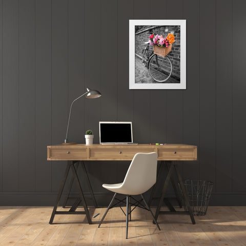 Basket of Flowers II White Modern Wood Framed Art Print by Frank, Assaf