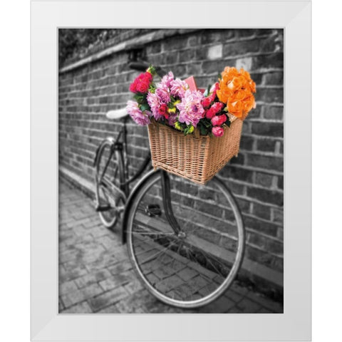 Basket of Flowers II White Modern Wood Framed Art Print by Frank, Assaf