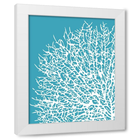 Aqua Coral I White Modern Wood Framed Art Print by Berg, Sabine