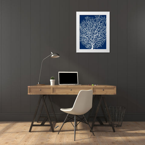 Navy Coral II White Modern Wood Framed Art Print by Berg, Sabine