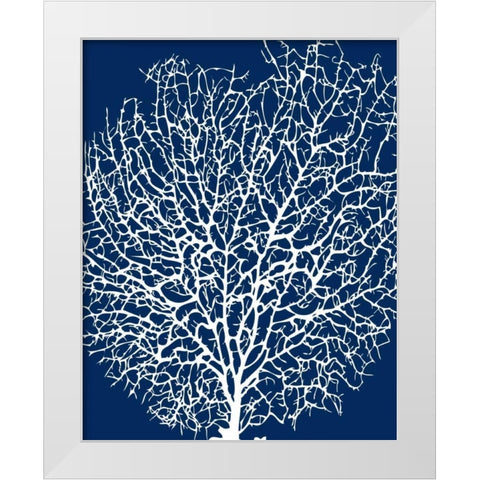Navy Coral II White Modern Wood Framed Art Print by Berg, Sabine