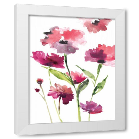 Razzleberry Blossoms White Modern Wood Framed Art Print by Meyers, Rebecca