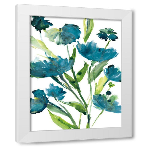 Blueberry Blooms II White Modern Wood Framed Art Print by Frank, Assaf