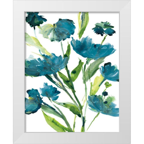 Blueberry Blooms II White Modern Wood Framed Art Print by Frank, Assaf