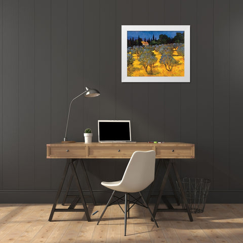 Les Olives en Printemps White Modern Wood Framed Art Print by Craig, Philip