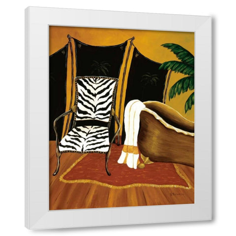 Safari Bath White Modern Wood Framed Art Print by Sewell, Krista