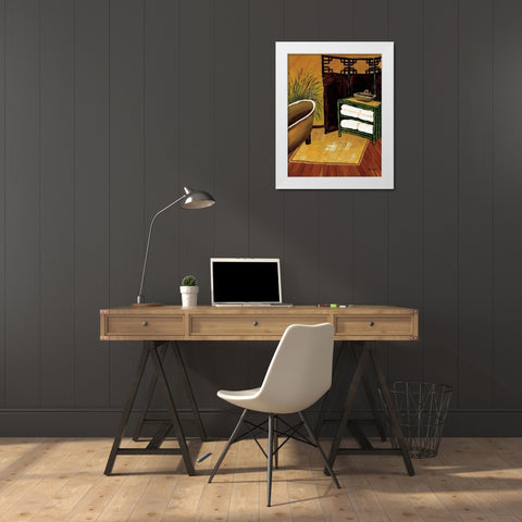 Bamboo Bath White Modern Wood Framed Art Print by Sewell, Krista
