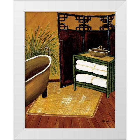 Bamboo Bath White Modern Wood Framed Art Print by Sewell, Krista