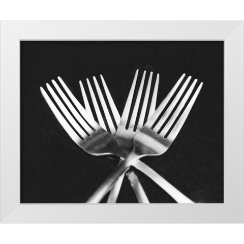 Forks White Modern Wood Framed Art Print by Feeley, Mike