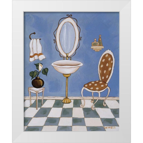 Blue Mood I White Modern Wood Framed Art Print by Sewell, Krista