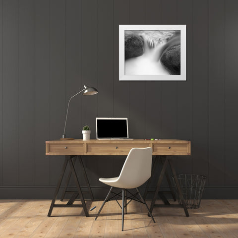 Misty Rocks I White Modern Wood Framed Art Print by LSH