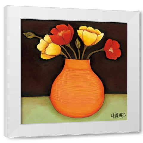 Flores Coloridas II White Modern Wood Framed Art Print by Alves, Helena