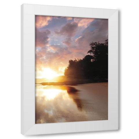 Secret Beach Sunrise III White Modern Wood Framed Art Print by Frates, Dennis