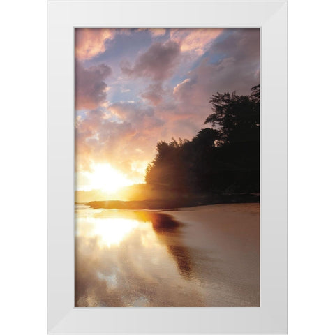 Secret Beach Sunrise III White Modern Wood Framed Art Print by Frates, Dennis