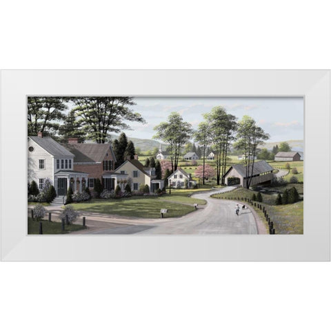 The Covered Bridge White Modern Wood Framed Art Print by Saunders, Bill