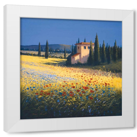 Summer Villa White Modern Wood Framed Art Print by Short, David