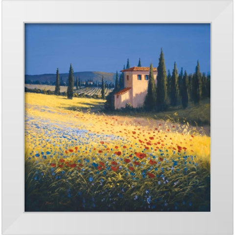 Summer Villa White Modern Wood Framed Art Print by Short, David