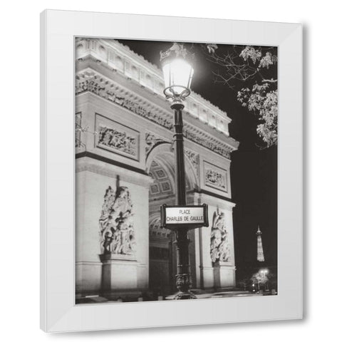 Place Charles de Gaulle White Modern Wood Framed Art Print by Davidson, Clay