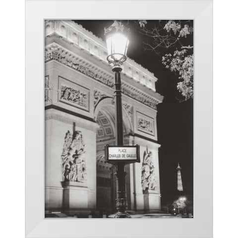 Place Charles de Gaulle White Modern Wood Framed Art Print by Davidson, Clay