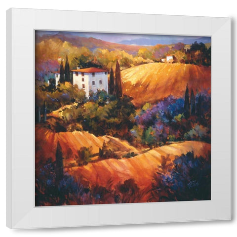 Evening Glow Tuscany White Modern Wood Framed Art Print by OToole, Nancy