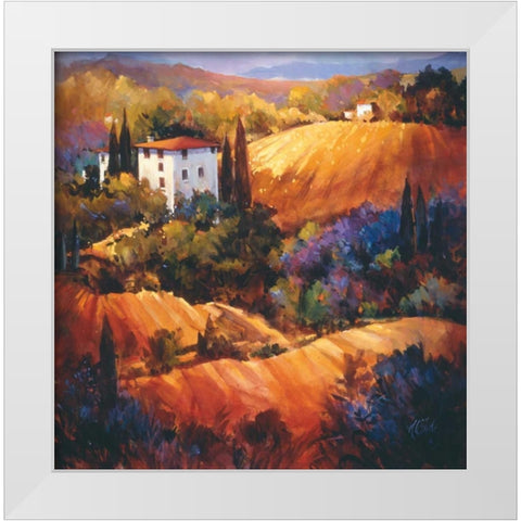 Evening Glow Tuscany White Modern Wood Framed Art Print by OToole, Nancy