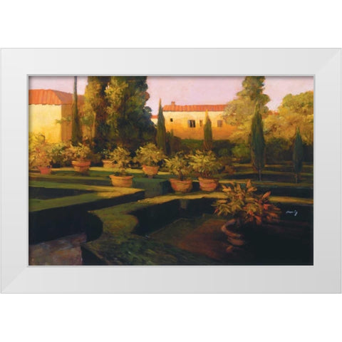 Verona Garden White Modern Wood Framed Art Print by Craig, Philip