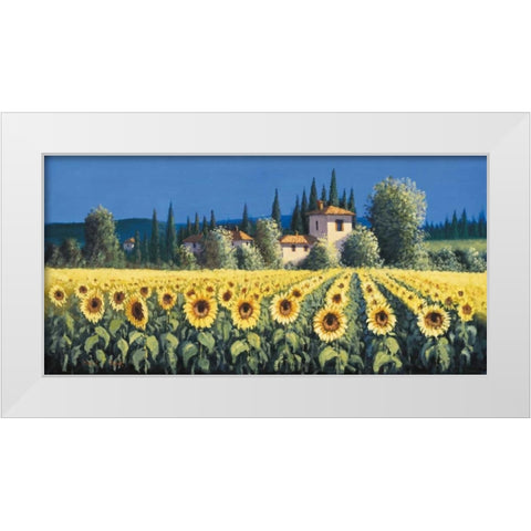 Summer Blooms White Modern Wood Framed Art Print by Short, David