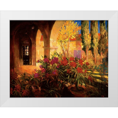 Twilight Courtyard White Modern Wood Framed Art Print by Craig, Philip