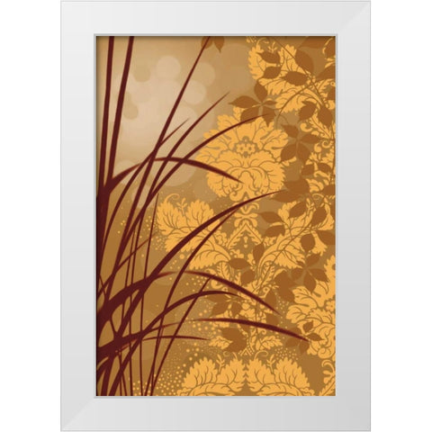 Golden Flourish I White Modern Wood Framed Art Print by Aparicio, Edward