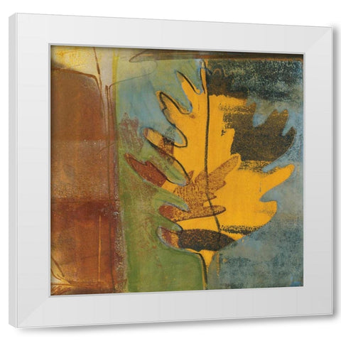 Dancing Leaf White Modern Wood Framed Art Print by Bernsen, Leslie