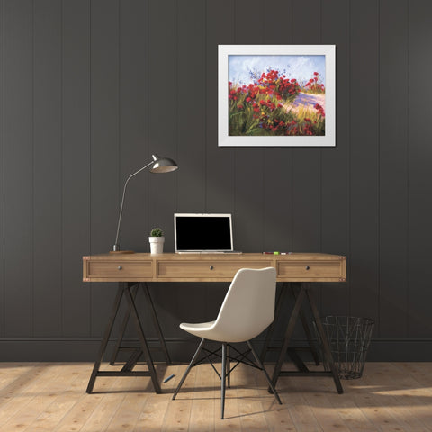Red Poppies and Wild Flowers White Modern Wood Framed Art Print by Curt, Brigitte