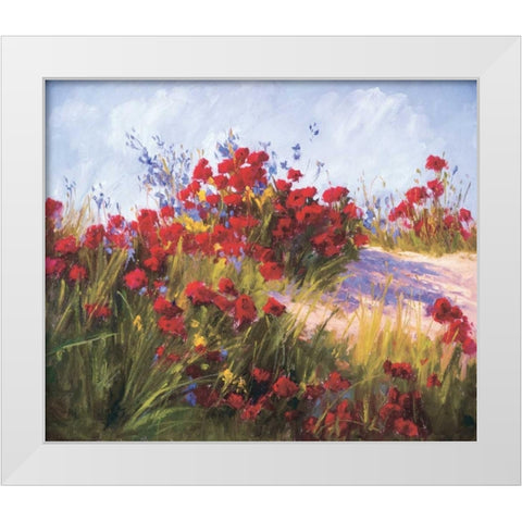Red Poppies and Wild Flowers White Modern Wood Framed Art Print by Curt, Brigitte