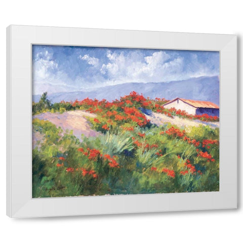 Spring Poppies White Modern Wood Framed Art Print by Curt, Brigitte