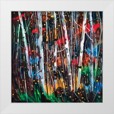 Autumn Fireworks White Modern Wood Framed Art Print by Forsythe, Graham