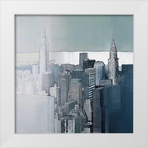 Chrysler and Empire State Buildings White Modern Wood Framed Art Print by Farre, Joan