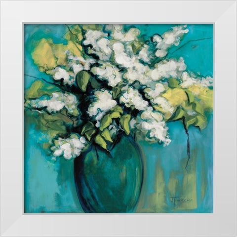White Lilac Waltz White Modern Wood Framed Art Print by Fournier, Joyce