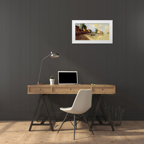 Morning Harbor White Modern Wood Framed Art Print by Goerschner, Ted