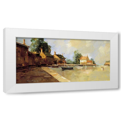 Morning Harbor White Modern Wood Framed Art Print by Goerschner, Ted