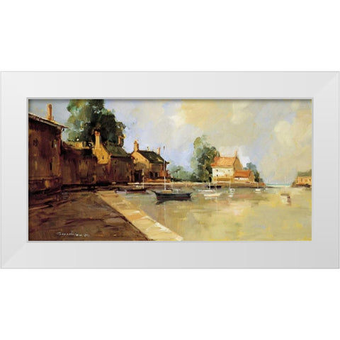 Morning Harbor White Modern Wood Framed Art Print by Goerschner, Ted