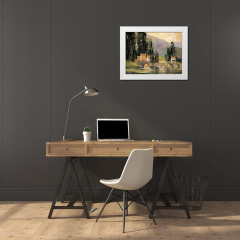 Bridge in the Cottswalds White Modern Wood Framed Art Print by Goerschner, Ted