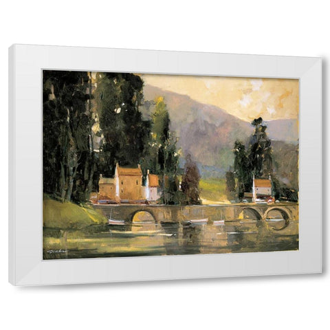 Bridge in the Cottswalds White Modern Wood Framed Art Print by Goerschner, Ted