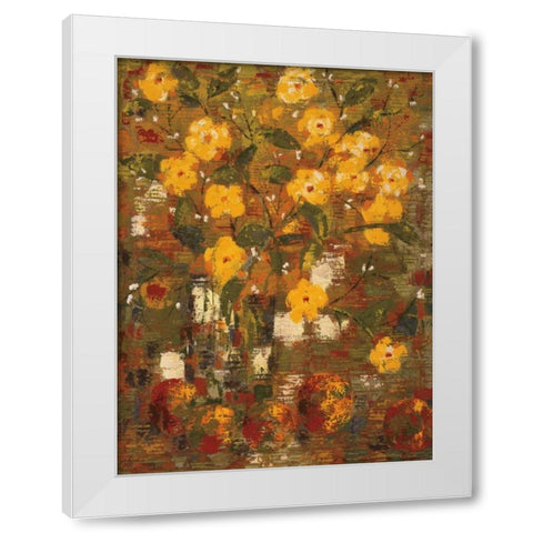 Yellow Bouquet White Modern Wood Framed Art Print by Gojanovic, Zivana