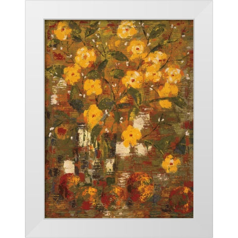 Yellow Bouquet White Modern Wood Framed Art Print by Gojanovic, Zivana
