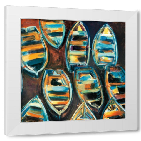 Boat Pods White Modern Wood Framed Art Print by Hickman, G.A.