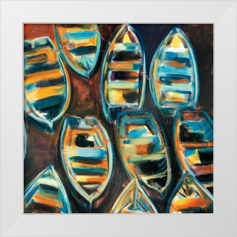 Boat Pods White Modern Wood Framed Art Print by Hickman, G.A.